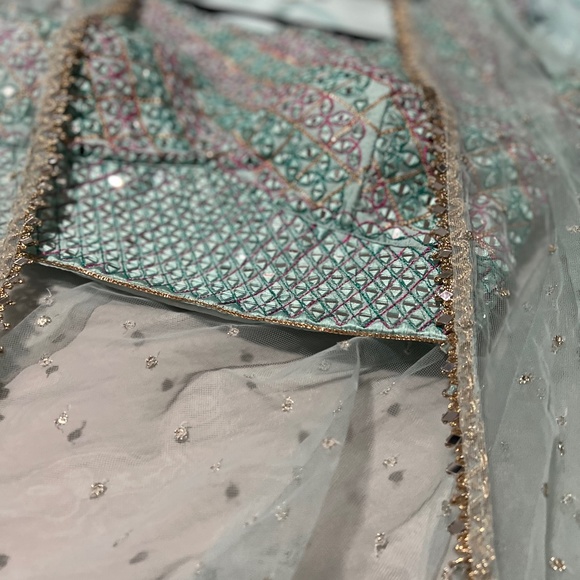 Sangeet / Wedding / Party wear Mirror work fancy jacket suit - Picture 3 of 15